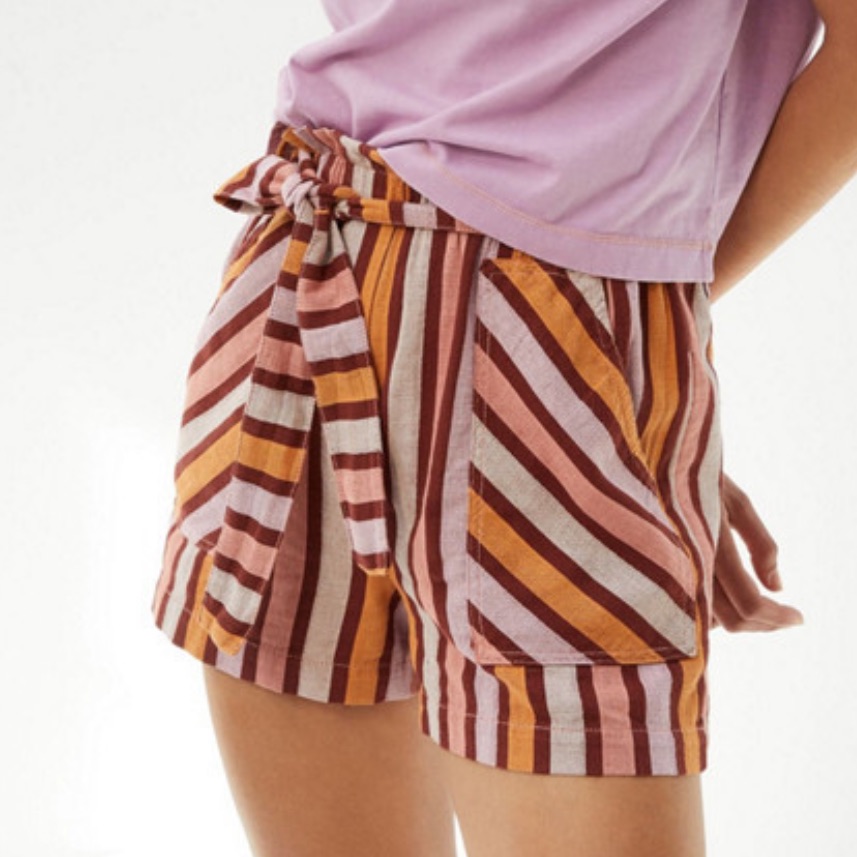 Anthropologie Belted Stripe Shorts Size Small